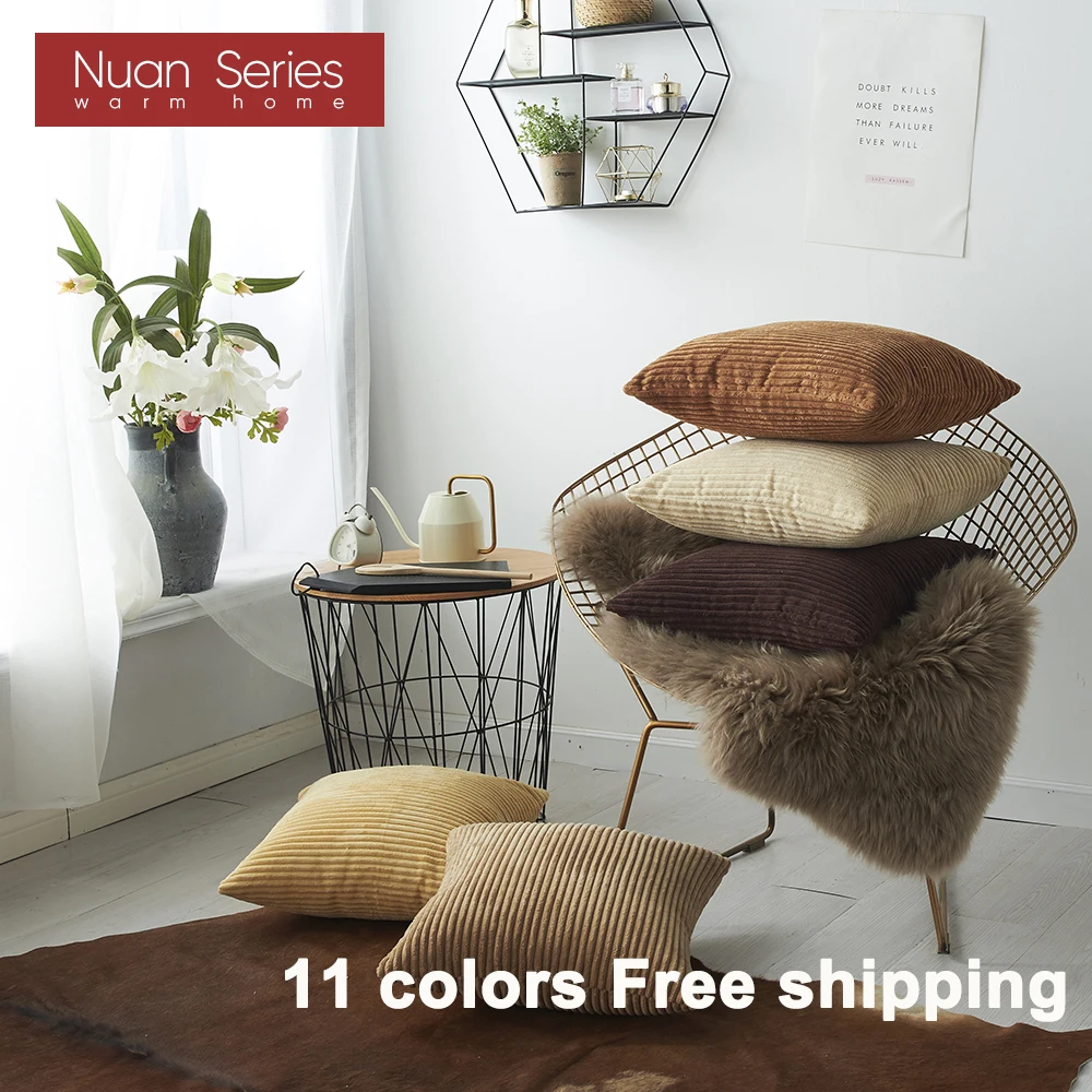 Square Suede Cushion Cover 45x45cm White brown beige Covers For Cushions Home Decor Retro Modern 