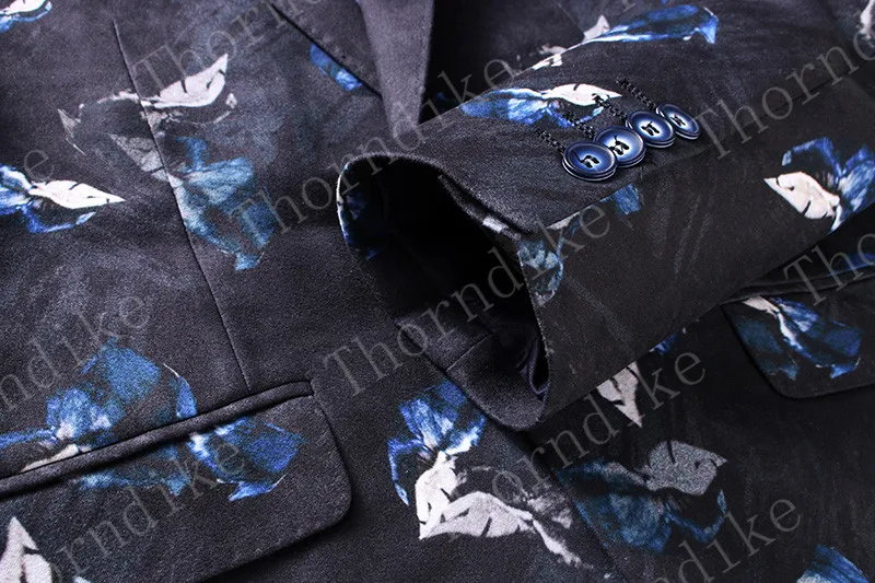 Thorndike мужской костюм, Классические мужские костюмы, свадебные, модные, с цветочным принтом, костюмы для выпускного вечера, сценические костюмы для певцов, 3 штуки