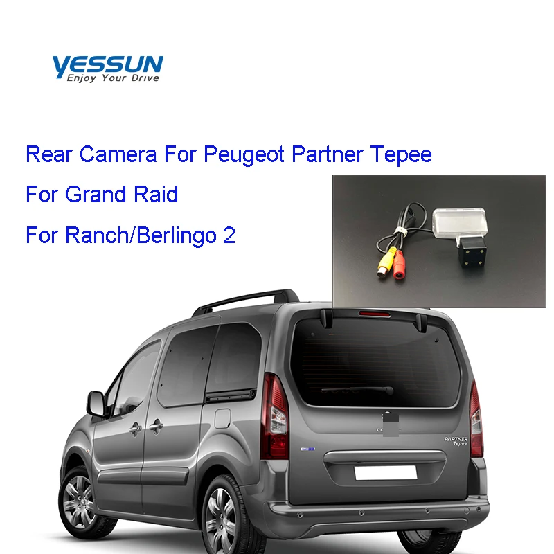 

Yessun License Plate Rear View Camera 4 LED Night Vision 170 Degree HD For Peugeot Partner Tepee Grand Raid Ranch Berlingo 2