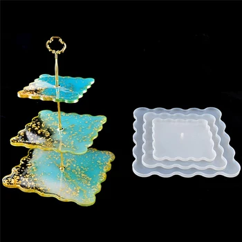 

three-layer Fruit Tray Tea Tray Tray Silicone Mold DIY Epoxy Resin Coaster Epoxy Mold Desktop Decoration Mold