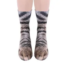 Новые стильные забавные носки унисекс для мужчин и женщин, чулочно-носочные изделия, милые женские носки с принтом в виде лап кошки собаки, зимние шерстяные теплые женские носки