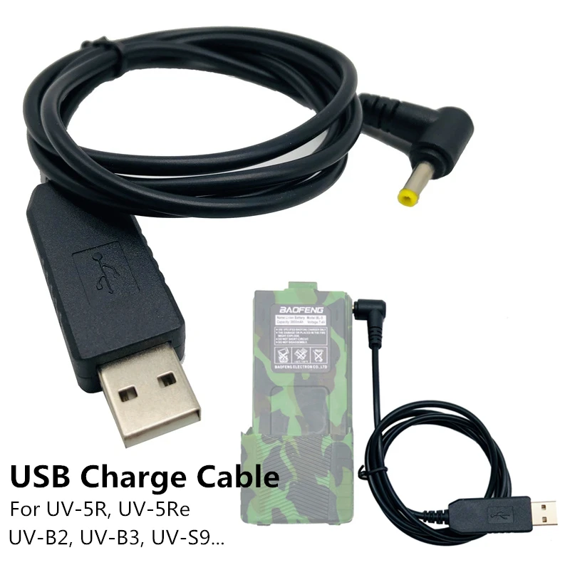 

100% Original USB Charge Charging Cable for Baofeng UV-5R UV-5re UV-82 BL-5L 3800 mAh Li-on Battery Walkie Talkie Two Way Radio