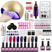 Супер маникюрный набор для маникюра, акриловый набор, дрель для ногтей, инструменты для маникюра, Гель-лак, набор для ногтей, УФ светодиодный светильник, сушилка