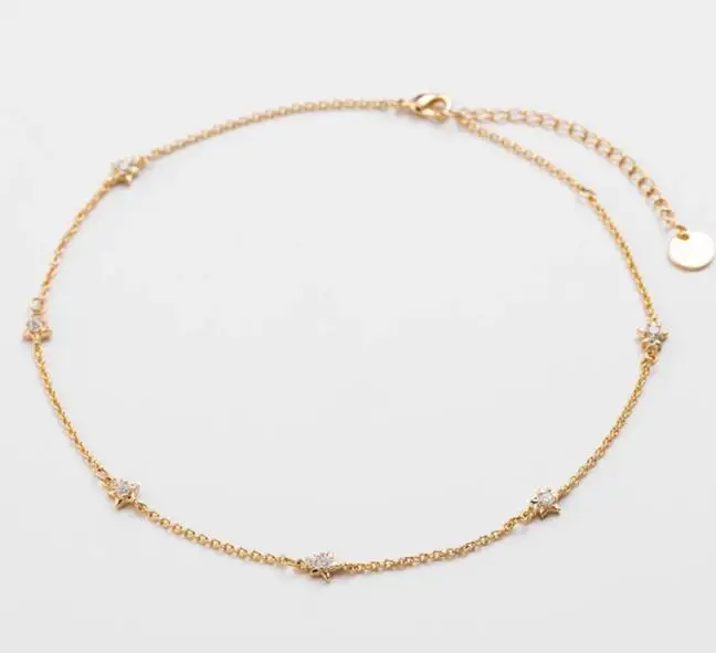 Модные Милые ожерелья звезды луны - Окраска металла: 6 stars choker