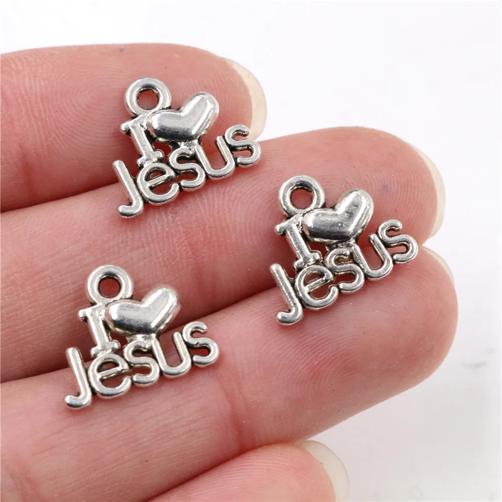 22x18 мм 20 шт античные посеребренные Подвески ручной работы I Love Jesus: сделай сам для