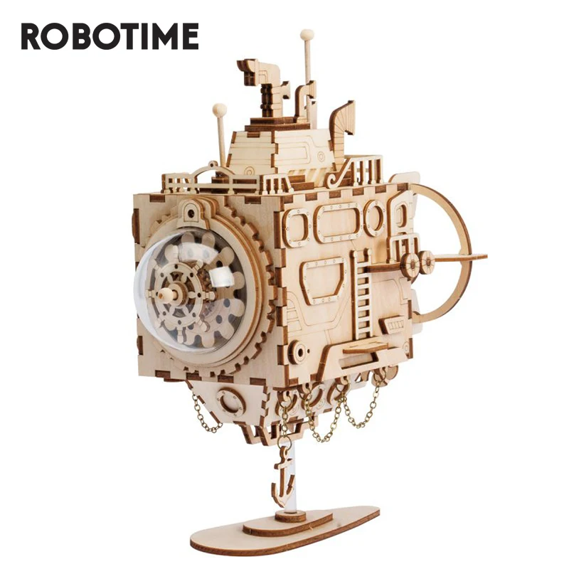 Музыкальная шкатулка Robotime ROKR в стиле стимпанк модель подводной лодки 3D