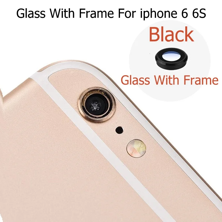 For i6 6s Black Задняя Задняя стеклянная крышка для объектива камеры с держателем рамы для iPhone 6 6S 7 8 Plus X Xr Xs Max объектив камеры+ детали рамы - Цвет: For i6 6s Black
