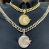 AZ Big Star Moon Iced Out Pendant Necklace For Men Women Full Bling Zircon Cuban Chain Link Hip Hop Jewelry Free Shipping 2