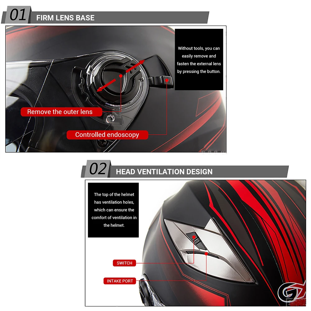 Vehemo Racing Helmet Safety Hat Motorcycle Comfortable Removable Lining Sports Crashworthy