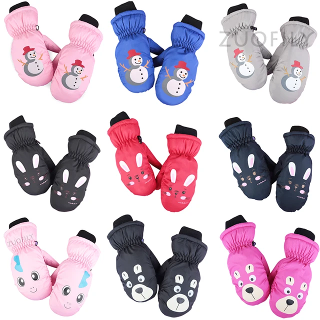 Kids Winter Warm Gloves Windproof for Children Boys Girls Ski Cycling Climbing Outdoor Gloves Waterproof Baby Cartoon Mittens 1