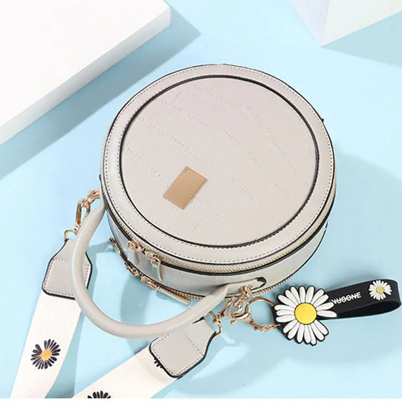 New Women's Bag Stone Pattern Small Round Bag Trend High Grade Free Freight Single Shoulder Bag Messenger Bag Handbag