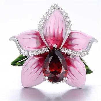 

New style inlaid zircon flower exquisite ladies fashion ring holiday banquet accessories Valentine's day gift wholesale