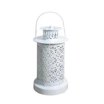 

LED Candle Light With Handle Landscape Backyard Outdoor Home Iron Hollowed Out Balcony Battery Powered Garden Hanging Lantern