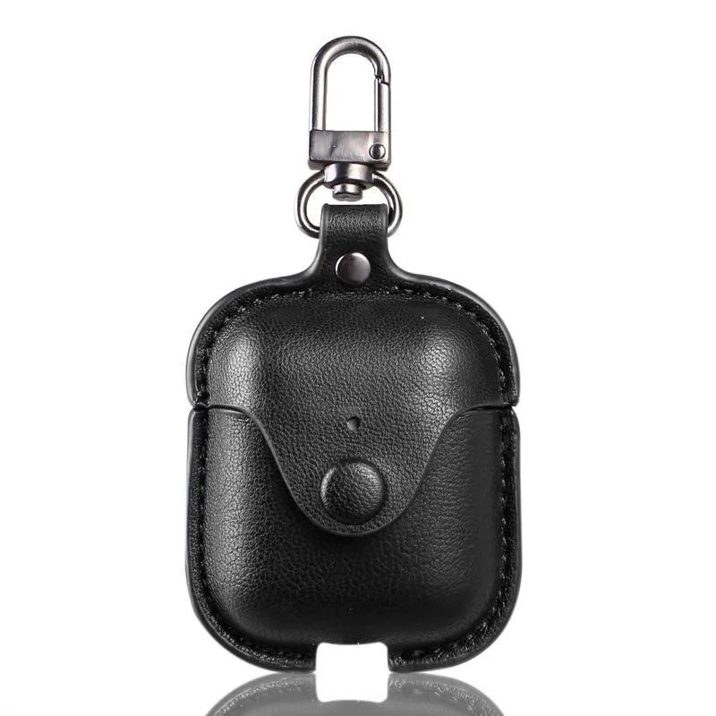 black Чехол для наушников для Airpods, кожаный чехол, Роскошный чехол для AirPods 2, чехол, аксессуары для наушников, сумки для наушников - Цвет: black