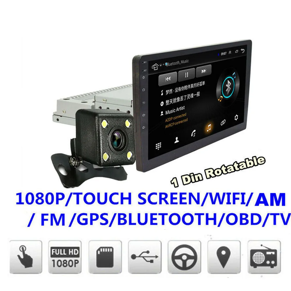 9 дюймов один Din FM стерео радио Bluetooth WiFi сенсорный экран Аудио мультимедийный плеер камера заднего вида gps навигация Авто DVD HD