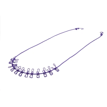 

Portable Travel Stretchy Laundry Line Outdoor Camping Windproof Clothing Line With 12 Clip Hooks Outdoor Tool
