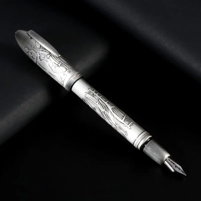 Роскошная перьевая ручка с гравировкой, средний наконечник, 0,7 мм, ручки для подписи, бизнес, офис, школьные письменные принадлежности, инструмент