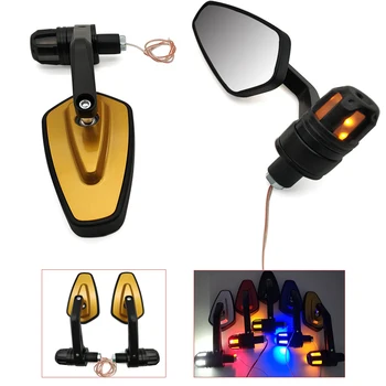 

Motorcycle 22mm Rearview Handle mirror With LED Turn signal Side Light For Kawasaki zzr 600 zxr 400 zx 6r Ninja GPZ500 EX500