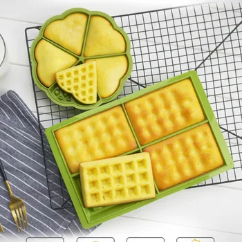 

DIY Creative Silicone Baking Mould Green Non Stick Waffle Mould Rectangle High Quality Reusable Restaurant Dessert Tools MM60HB