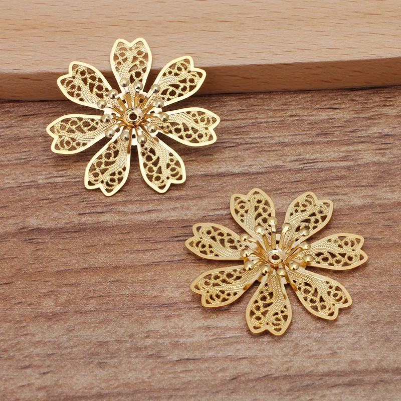 10pcs 28mm Metal Flower Beads Cap Silver Gold Color Filigree Flower Base Bead Cap Charms for Jewelry Making Craft Components DIY 10pcs 28mm Metal Flower Beads Cap Silver Gold Color Filigree Flower Base Bead Cap Charms for Jewelry Making Craft Components DIY