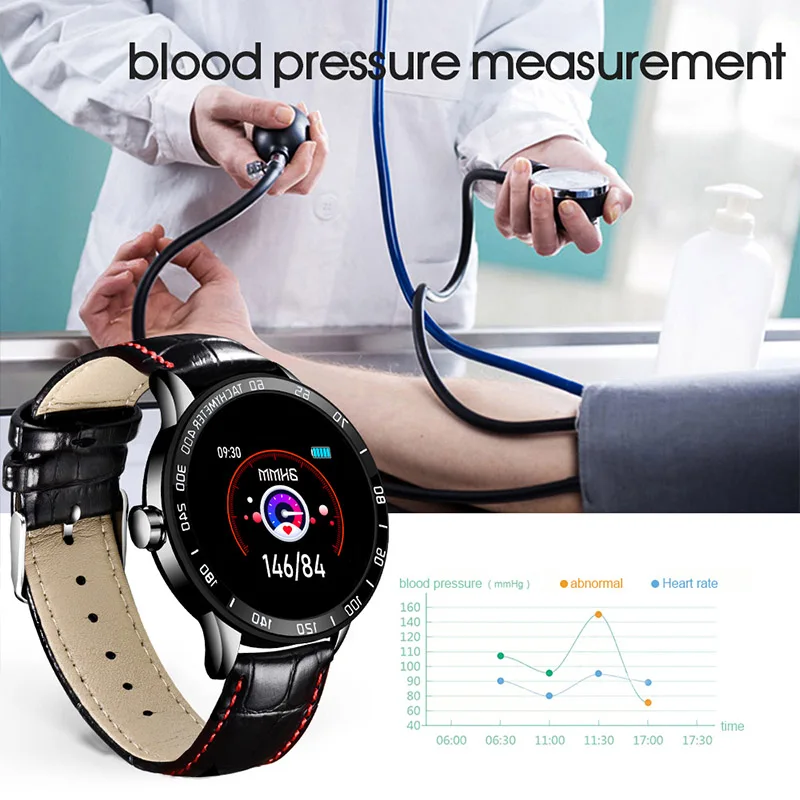 LIGE новые кожаные Смарт-часы мужские кожаные Смарт-часы спортивные для iPhone пульсометр кровяное давление фитнес-трекер умные часы