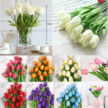 Więcej kolorów 10 sztuk partia tulipan sztuczny kwiat fałszywy kwiat prawdziwy dotyk bukiet na wesele strona główna wystrój na zewnątrz szybka dostawa tanie i dobre opinie CN (pochodzenie) normal Sztuczne kwiaty Bukiet kwiatów Ślub Np0236 Multi Total Length 34cm China 10pcs