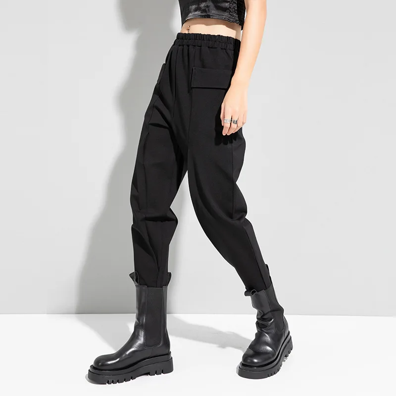 Ladies Harlan Pants Small Foot Pants Spring And Autumn New Classic Dark Personality Pocket Street Leisure Large Size Cone Pants