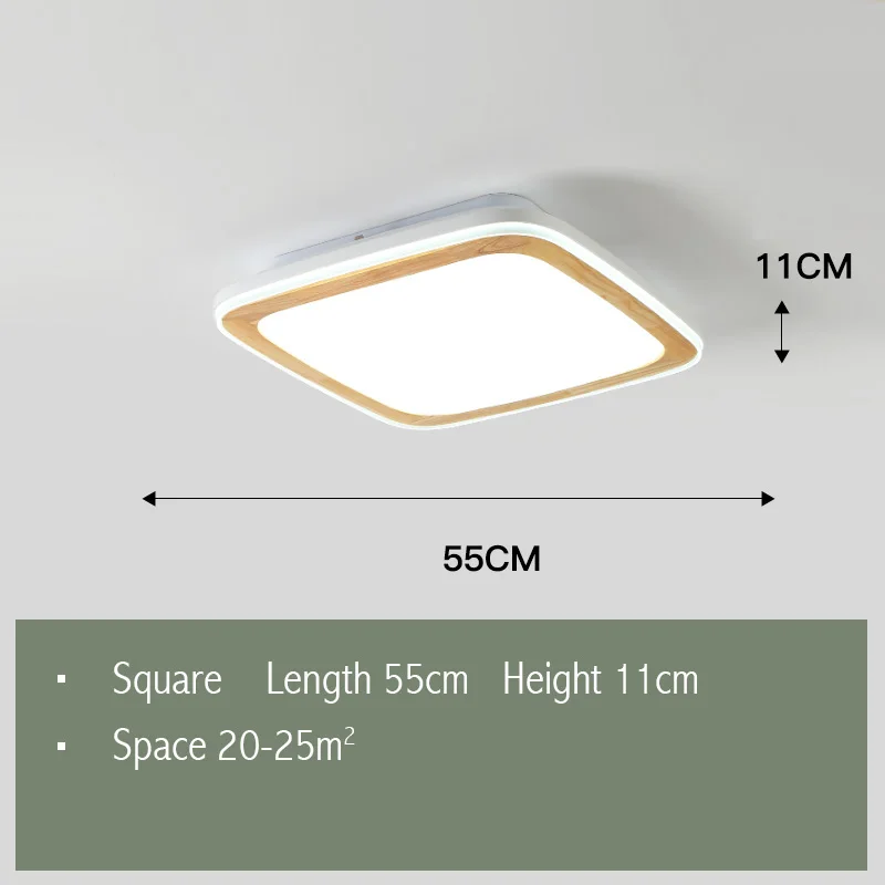 FSS современный прямоугольный потолочный деревянный светильник светодиодный потолочный светильник для гостиной спальни украшение лампы домашние осветительные приборы AC90-260V - Цвет корпуса: L55 W55CM