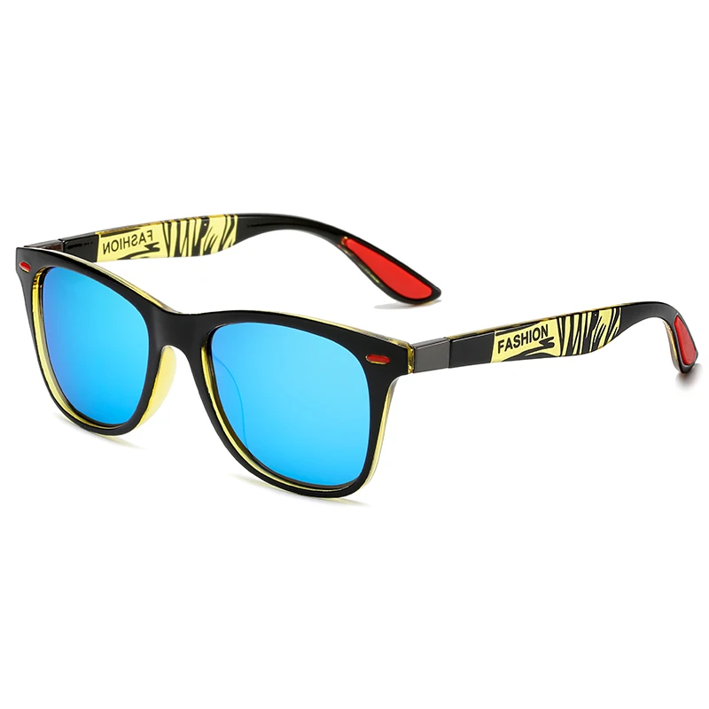 black yellow blue Longkeader, классические поляризационные солнцезащитные очки для мужчин и женщин, фирменный дизайн, квадратные солнцезащитные очки для вождения, мужские очки, Gafas De Sol, UV400 - Цвет линз: black yellow blue