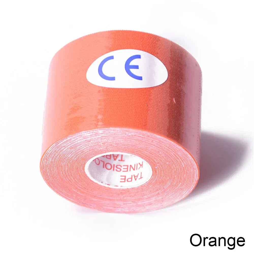 orange Мышечная защита бинт кинезиологическая лента Атлетическая восстановление эластичный хлопок рулон клейкая лента мышечная травма поддержка облегчение боли - Цвет: orange