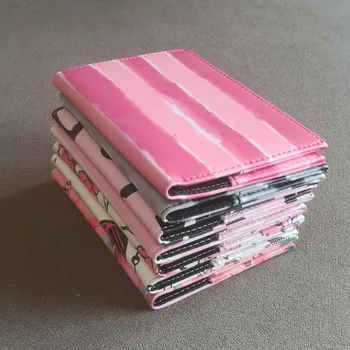 

Pink Stripe Passport Holder Credit Card Holder Leather Passport Cover Women Card Case ID Organizer