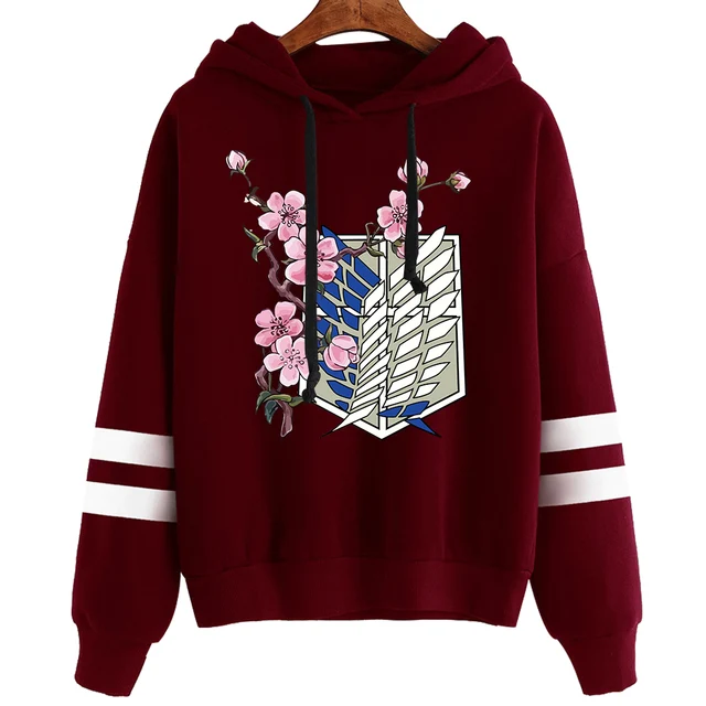 Anime Hoodie Attack on Titan Hoodied Long Sleeve Streetwear Harajuku Sweatshirt Men/Women Unisex Sport Hoody Oversized Tops TW.Red
