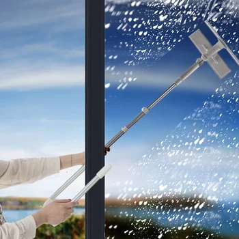 

Glass Cleaning Brush Long Handle Wiper High-Rise Window Cleaner Multi-Function Retractable Folding Home Window CleanTool