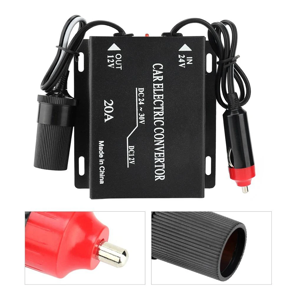 12V 24V 20A Car Power Supply Converter Auto Down Transformer Cigarette Lighter Type Accesorios For Trucks Buses Vehicle