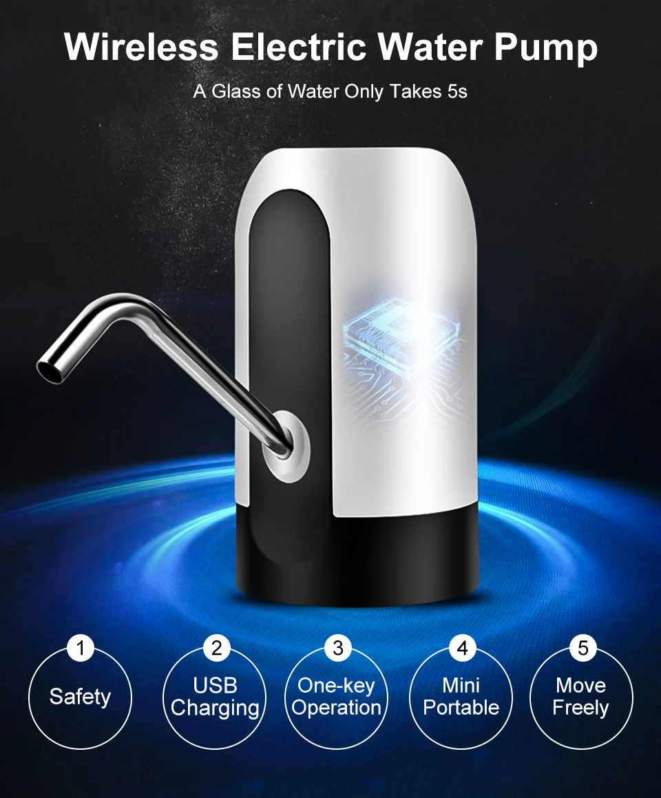 Wasserflaschen Pumpe USB Tragbar Elektrische Wasserspender Trinkwasserpumpe DHL 