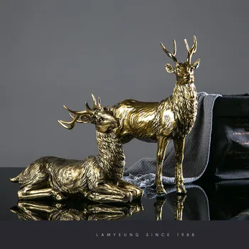 

European Lucky Deer Art Sculpture Animal Statue Simple And Modern Home Decorations Creative Living Room Resin Crafts R4475
