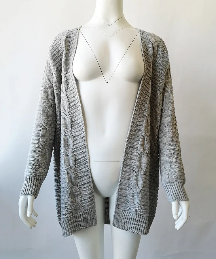 new autumn winter twist cardigan ladies sweater European American style solid color long thick sweater sweater