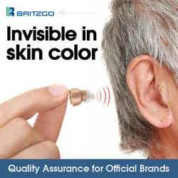 Britzgo Hearing Aid Digital Noise Reduce Mini Sound  Amplifier 1.5 Grams Battery VHP-601/VHP-603 Skin Color/Silver Color