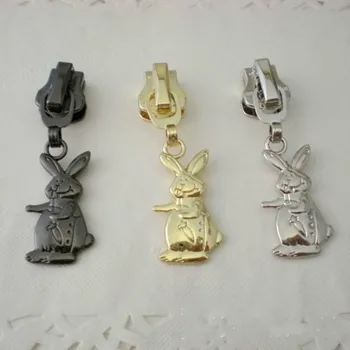 

50pcs/lot Decorative Metal Zipper Head Pulls Puller Slider Fix Instant Repair Auto Lock with Rabbit Tailor Sewing Accessories