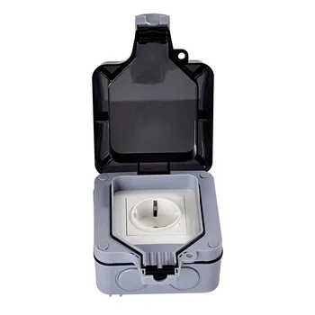 

Yard Outdoor Weatherproof IP66 Waterproof Protection With Lid Garden 16A Workshop EU Standard Home Accessories Wall Power Socket