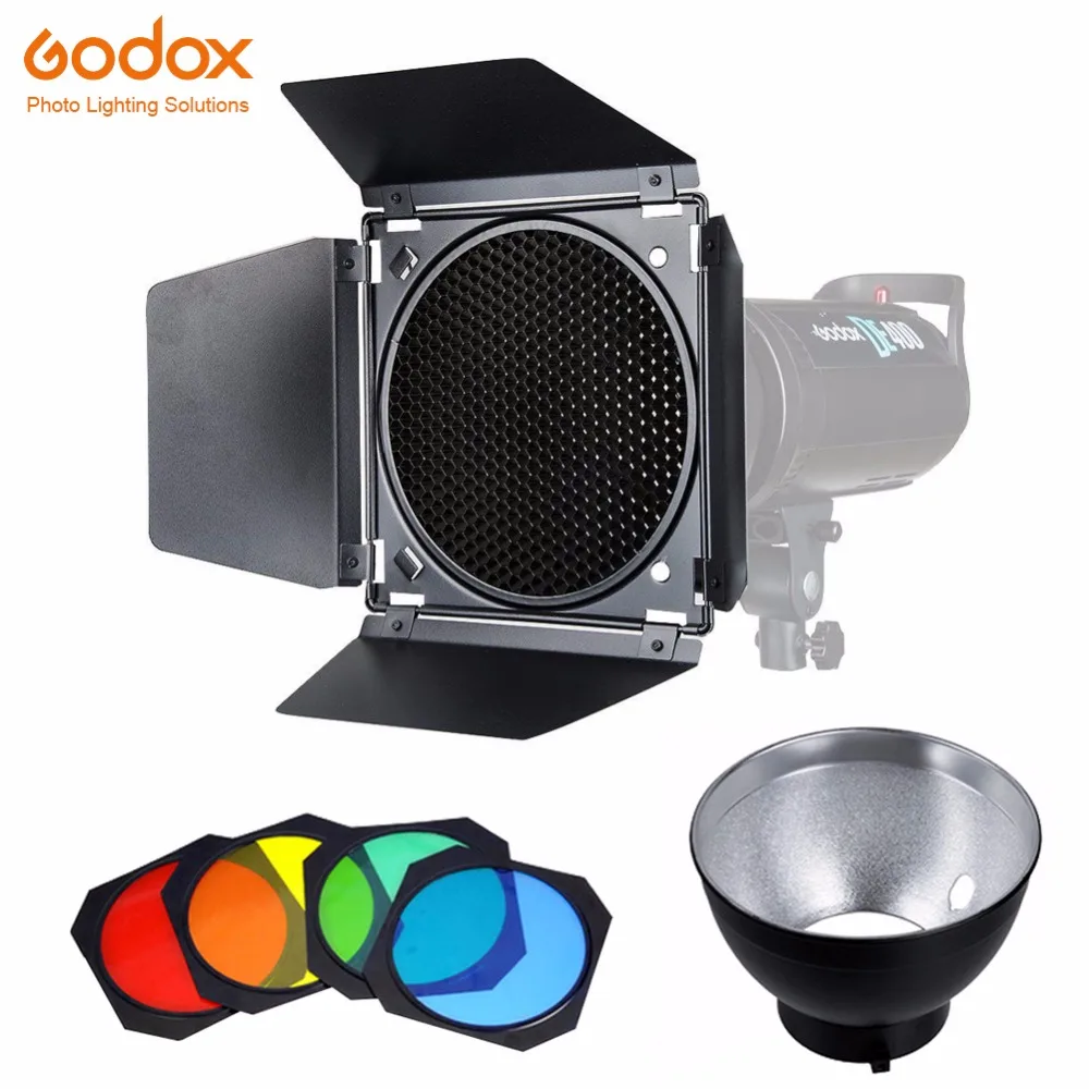 Godox BD-04 дверь сарая сотовая сетка 4 цвета фильтр+ Bowens крепление отражатель для студийной вспышки