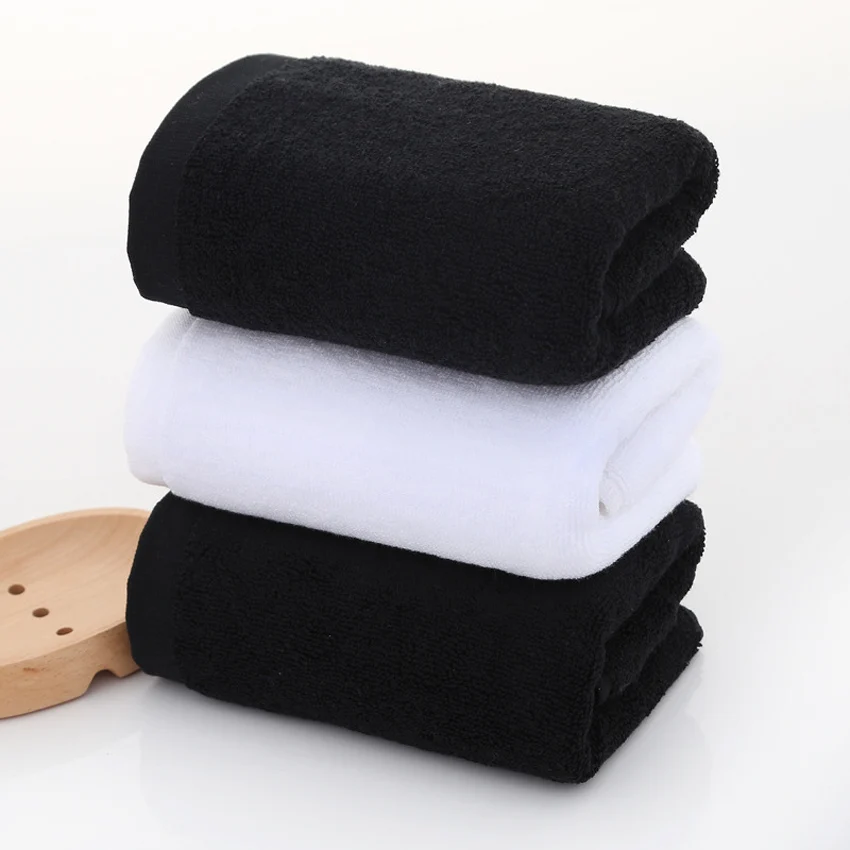 Black White Cotton Towel Thick Face Hand Towels for Home