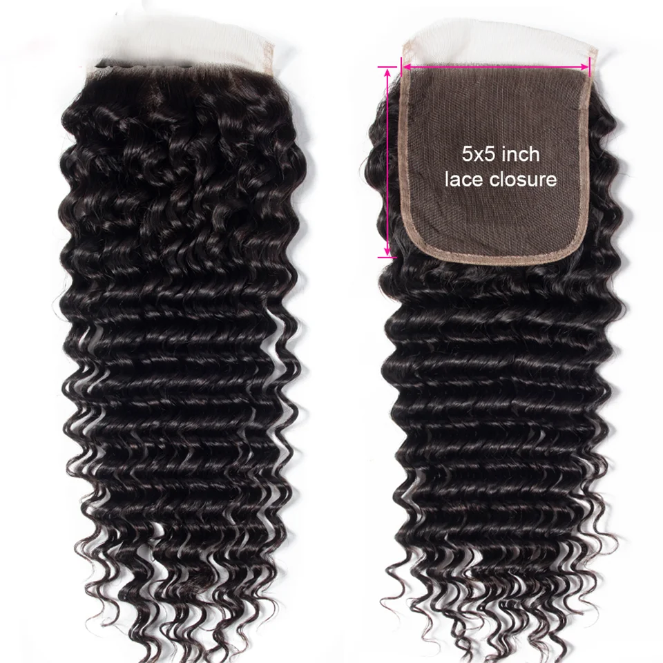 Deep Wave 4x4 HD Lace Closure Human Hair For Women Brazilian Pre Plucked Transparent 13x4 Lace Frontal Closure Human Hair