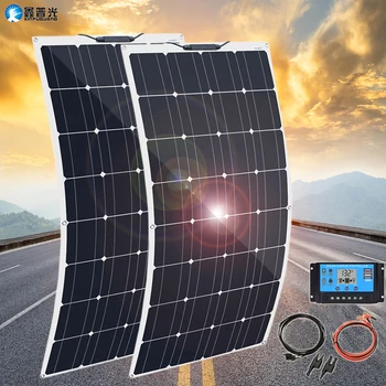 

flexible solar panel 50w 100w 200w 12v battery solar charger mono waterproof 5v usb outdoor car RV boat 1000w home Kit caravan