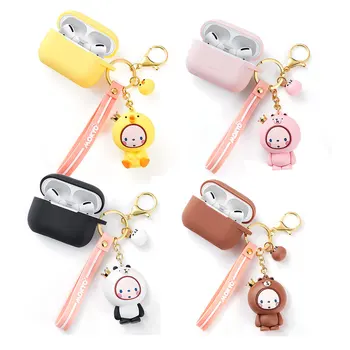 

Cartoon Case for AirPods Pro Soft Slim Silicone Charging Cover Shockproof Case with Cute Monkey Keychain for AirPods 3 2019