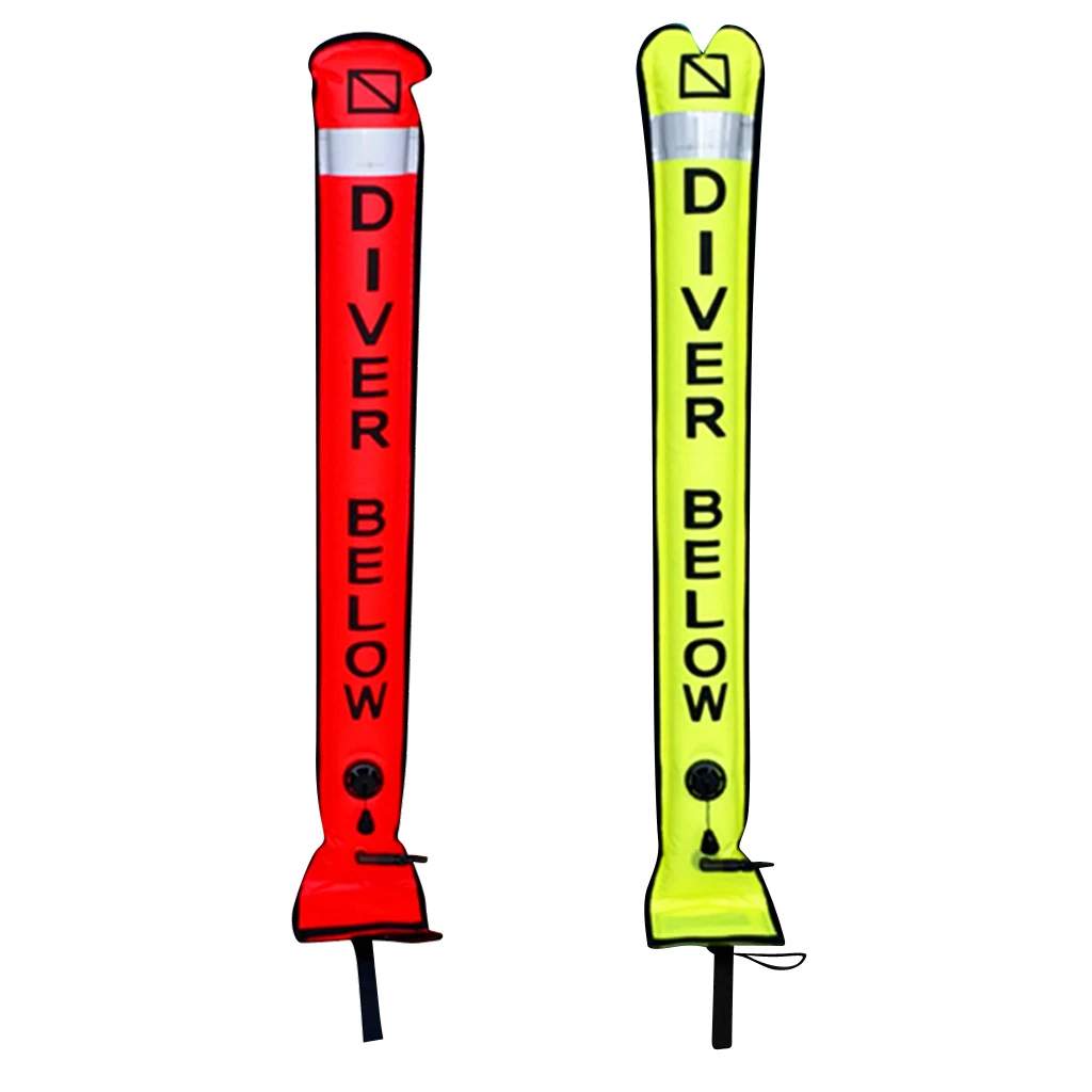 

Pack 2 Scuba Diving 4ft/47 inch Reflective Safety Sausage Surface Marker Buoy SMB