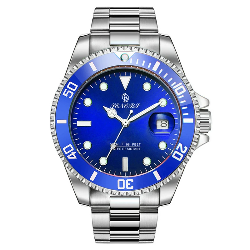

Senors Blue color Automatic Mechanical Men Watch Fashion Luxury Stainless Steel Male Clock Waterproof Watch Luminous watches