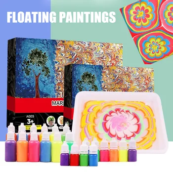 

Water Art Paint Set Water Pigment Safe Non-toxic For Paper Marbling Art Tool With A5 Tray Children Painting Set