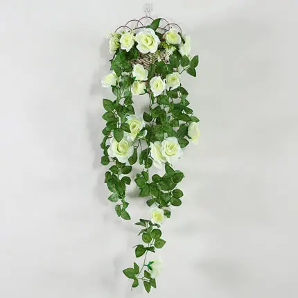 Xuanxiaotong 18 головок красная роза настенный цветок лоза искусственное украшение для сада Свадебная вечеринка Декор для гостиной Декор - Цвет: white