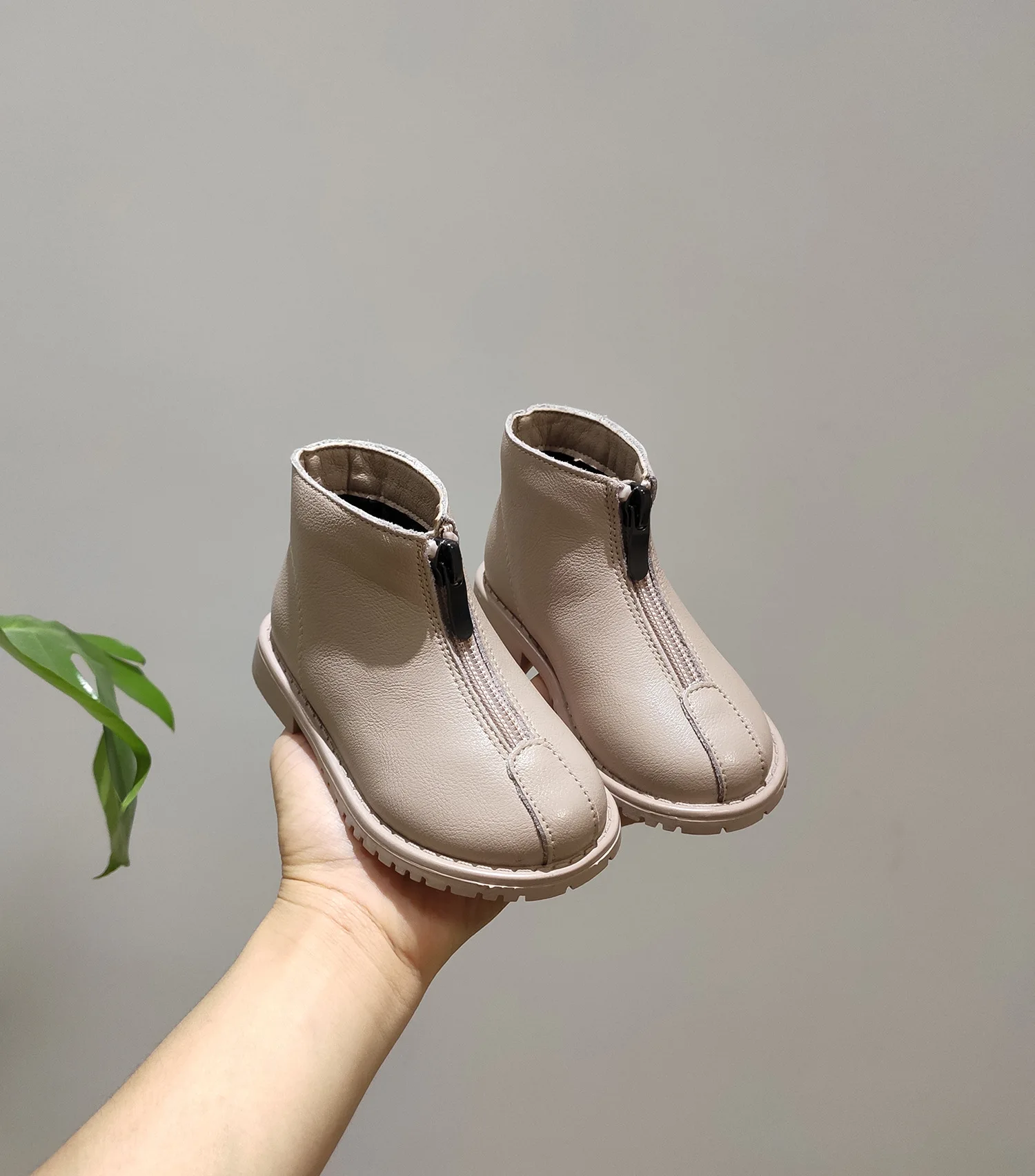 Boots for Toddler Girl Genuine Leather Children Boots Front Zipper Girls Martin Boots Soft Leather Kids Princess Shoes